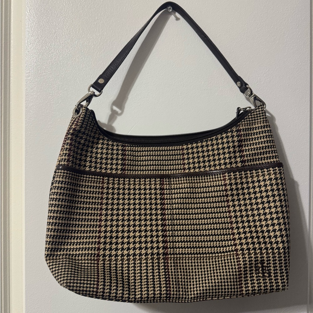 Ralph Lauren Black and Cream Houndstooth Shoulder Bag